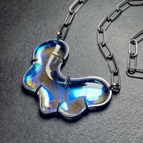Image of Bulla Pendant Necklace 10: Blue Morpho