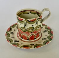 Image 2 of Green and pink teacup and plate