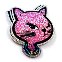 Image 2 of Feral 90s Winking Cat Glitter Sticker