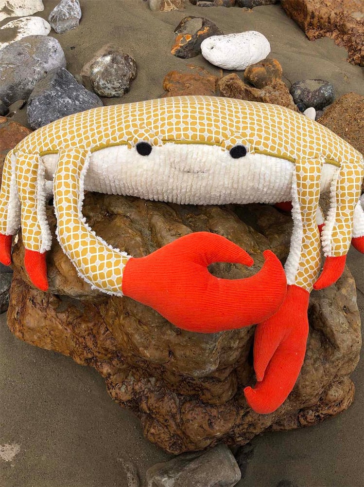 Image of Handmade Toy Crab With His Soft Shell (Yellow)