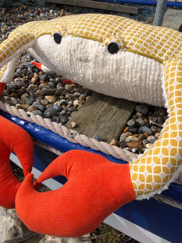 Image of Handmade Toy Crab With His Soft Shell (Yellow)