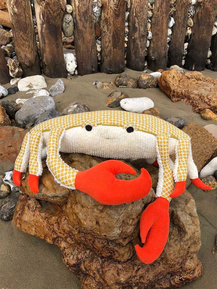 Image of Handmade Toy Crab With His Soft Shell (Yellow)