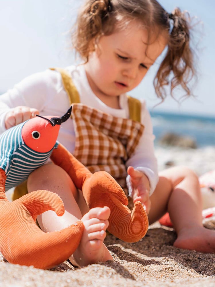 Image of Handmade Toy Lobster With His Striped T Shirt