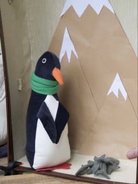 Image 3 of Handmade Velvet Toy Penguin And His Satchel Of Fish
