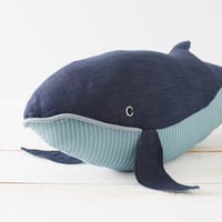 Image 3 of Handmade Toy Blue Velvet Whale 