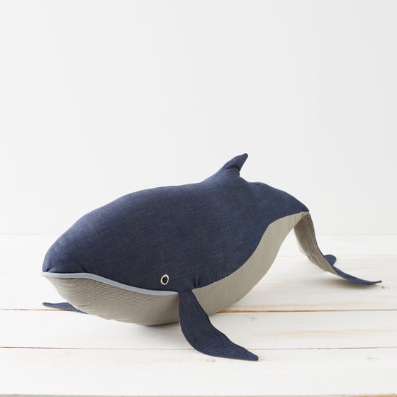 Image of Handmade Toy Denim Blue Whale (2)