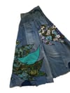 1960s hand patchwork denim maxi skirt