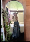 1960s hand patchwork denim maxi skirt