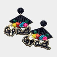 Beaded Grad Cap Earrings for the Graduate, Ladies Graduation Accessories, Gift for Daughter