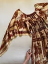 late 1960s satin angel sleeve scarf maxi dress
