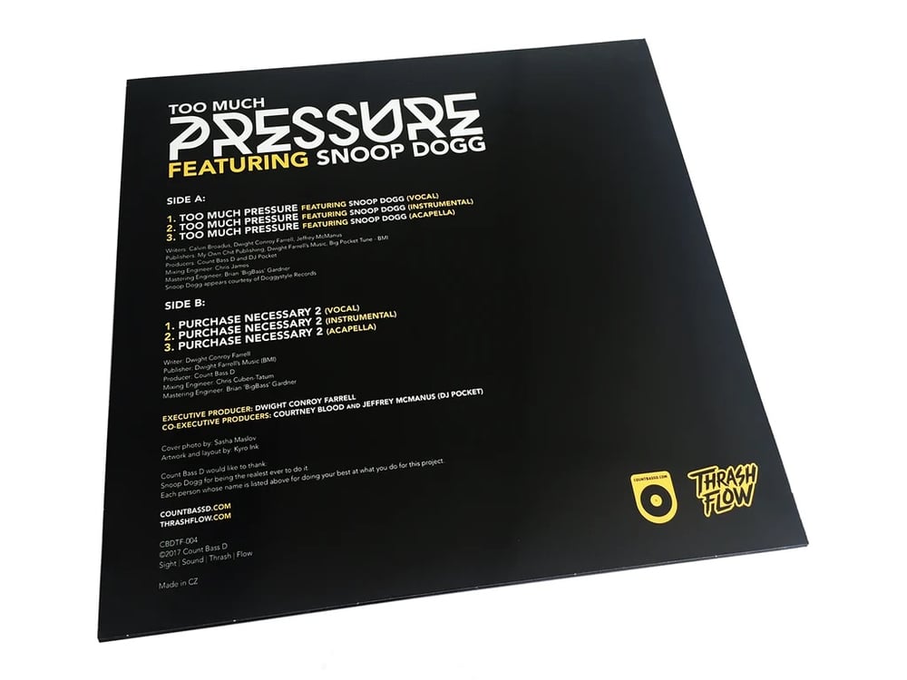 Image of Count Bass D - Too Much Pressure Ft. Snoop Dogg 12" Vinyl