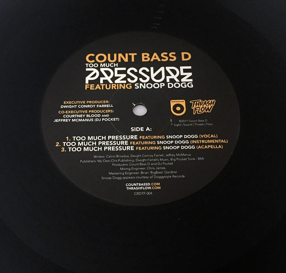 Image of Count Bass D - Too Much Pressure Ft. Snoop Dogg 12" Vinyl