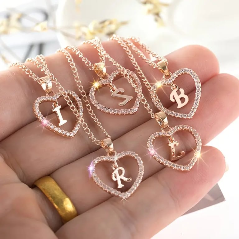 Initial with heart necklace deals