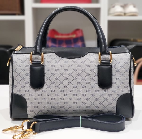 Image of  Vtg. Gucci Blue Mini Monogram Handbag 