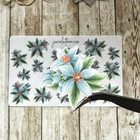 Image 1 of Blue Flower Cluster | Transparent & White Vinyl Sticker Paper