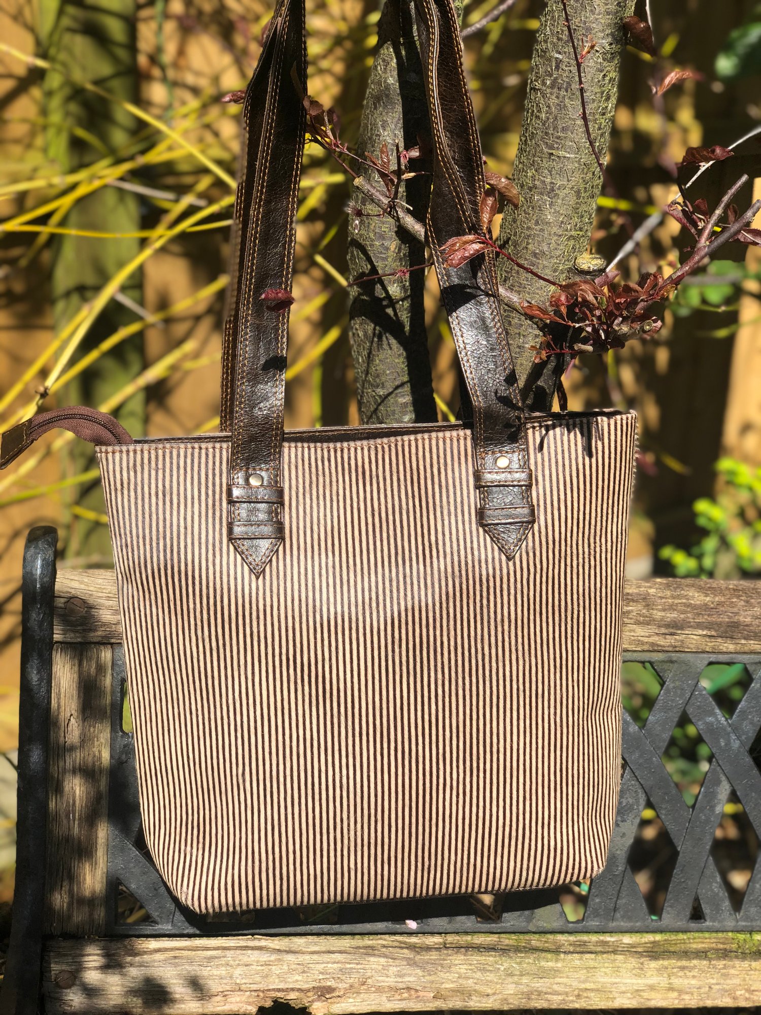 Image of Harlequin Collection - Multi-Coloured Recycled Leather/Animal Print Tote #26B