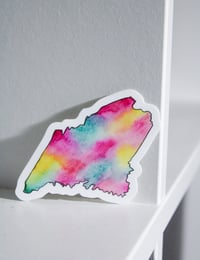 Rainbow Watercolor Maine Sticker