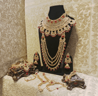 Image 2 of Regal Elegance: Pink Hue Kundan and Wine Red Stone Bridal Set (includes every accessory)