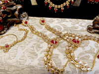 Image 4 of Regal Elegance: Pink Hue Kundan and Wine Red Stone Bridal Set (includes every accessory)