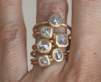 Image 5 of Handmade rose cut diamond ring. Cushion cut. Engagement. 18k. Monet
