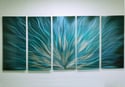 Metal Wall Art Home Decor- Fiamma Teal 36x79- Abstract Contemporary Modern Decor Original Unique