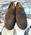 W.man calf suede brown loafer shoes 