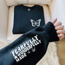 Image 2 of Fearfully and wonderfully made crew neck sweatshirt, available in black and white