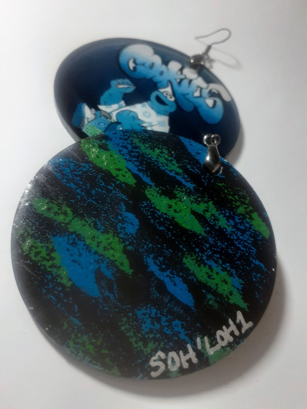 Image of Cookies Monster, Custom Earrings, Sublimation, April 20th, 