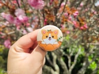 Pumpkin Corgi Button