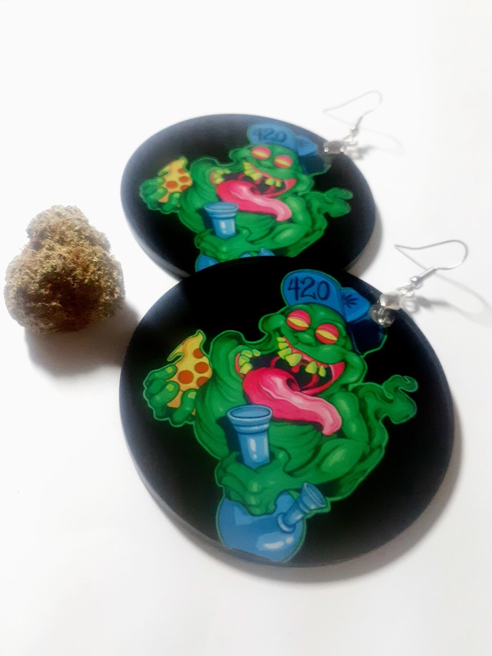 Image of Munchie Ghost, 420, Sublimation, Hand made, Statement earrings