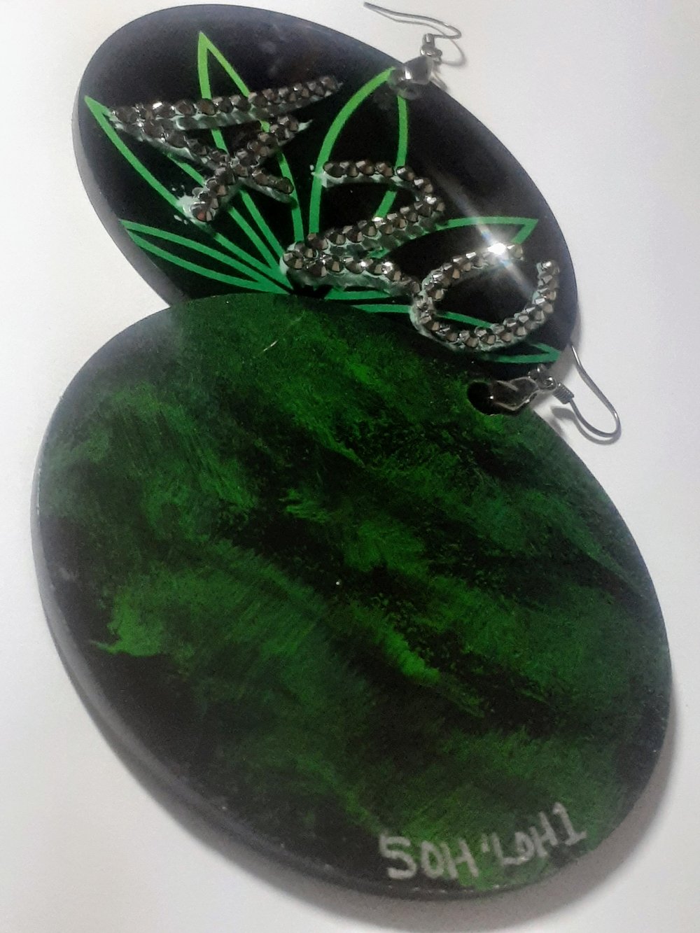 Image of 4/20, Sublimated, Chakra, Jelly Rhinestone, Handmade, custom earrings