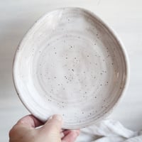 Image 4 of Large Handmade Spoon Rest in Natural Beige Glaze, Speckled Pottery Utensil Plate, Made in USA