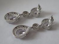 Image 5 of Queen Coronation Platinum Jubilee Inspired Teardrop Crystal Earrings Large Size