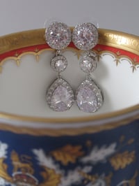 Image 2 of Queen Coronation Platinum Jubilee Inspired Teardrop Crystal Earrings Large Size