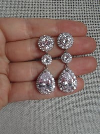 Image 3 of Queen Coronation Platinum Jubilee Inspired Teardrop Crystal Earrings Large Size