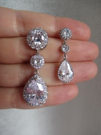 Image 4 of Queen Coronation Platinum Jubilee Inspired Royal Coronation Teardrop Crystal Earrings Size Small