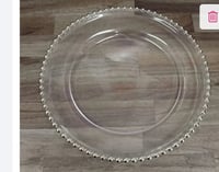 SILVER RIM BEADS CLEAR  ACRYLIC  CHARGER PLATES 