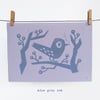 Blackbird - A5 BLOCK PRINT - LILAC PAPER