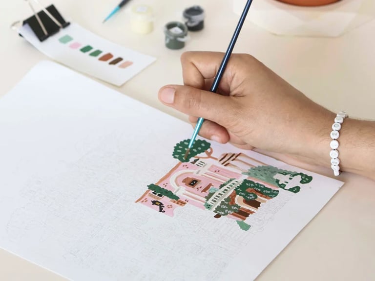 COFFRET PEINTURE AU NUMÉRO - ROME PAR HOGLET & CO, PETIT PINCEAU Image 3
