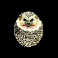 Image 1 of XL. 3D Grumpy Balled Up Hedgehog (flat-backed) - Flamework Glass Sculpture Bead