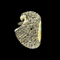 Image 3 of XL. 3D Grumpy Balled Up Hedgehog (flat-backed) - Flamework Glass Sculpture Bead