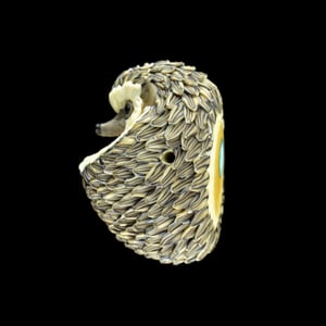 Image of XL. 3D Grumpy Balled Up Hedgehog (flat-backed) - Flamework Glass Sculpture Bead