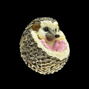 Image of XXXL. 3D Balled Up Hedgehog with feet #2- Flamework Glass Sculpture