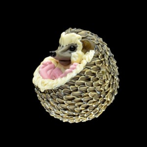 Image of XXXL. 3D Balled Up Hedgehog with feet #2- Flamework Glass Sculpture