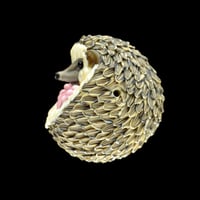 Image 4 of XXXL. 3D Balled Up Hedgehog with feet #2- Flamework Glass Sculpture
