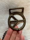 1960s brass PEACE sign belt buckle