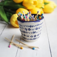 Image 1 of Floral Decorated Match Striker Cup, Handcrafted Shot Glass, Made in USA