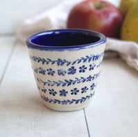 Image 2 of Floral Decorated Match Striker Cup, Handcrafted Shot Glass, Made in USA