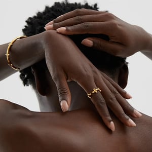 Image of RHAINA GOLD CUFF BRACELET AND RING SET