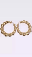 Image 1 of I Love NY Bamboo Hoop Earrings 